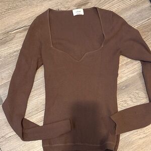 Wilfred Chocolate Knit Long Sleeve Top